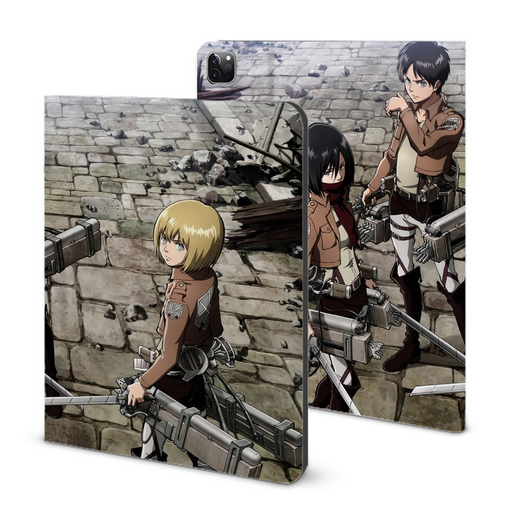 （画像用） 進撃の巨人 Attack on Titan IPad ケース ブック型 PUレザー TPU 耐衝撃 軽量 薄型 ペン収納なし 全面保護 IPad 各モデル対応